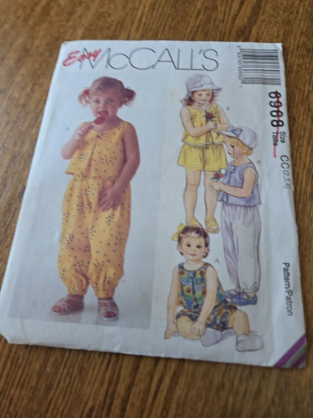 NEWEasy  McCalls Sewing Pattern 6968 Sizes 2 3 4 Toddler Girls Top Pants Shorts